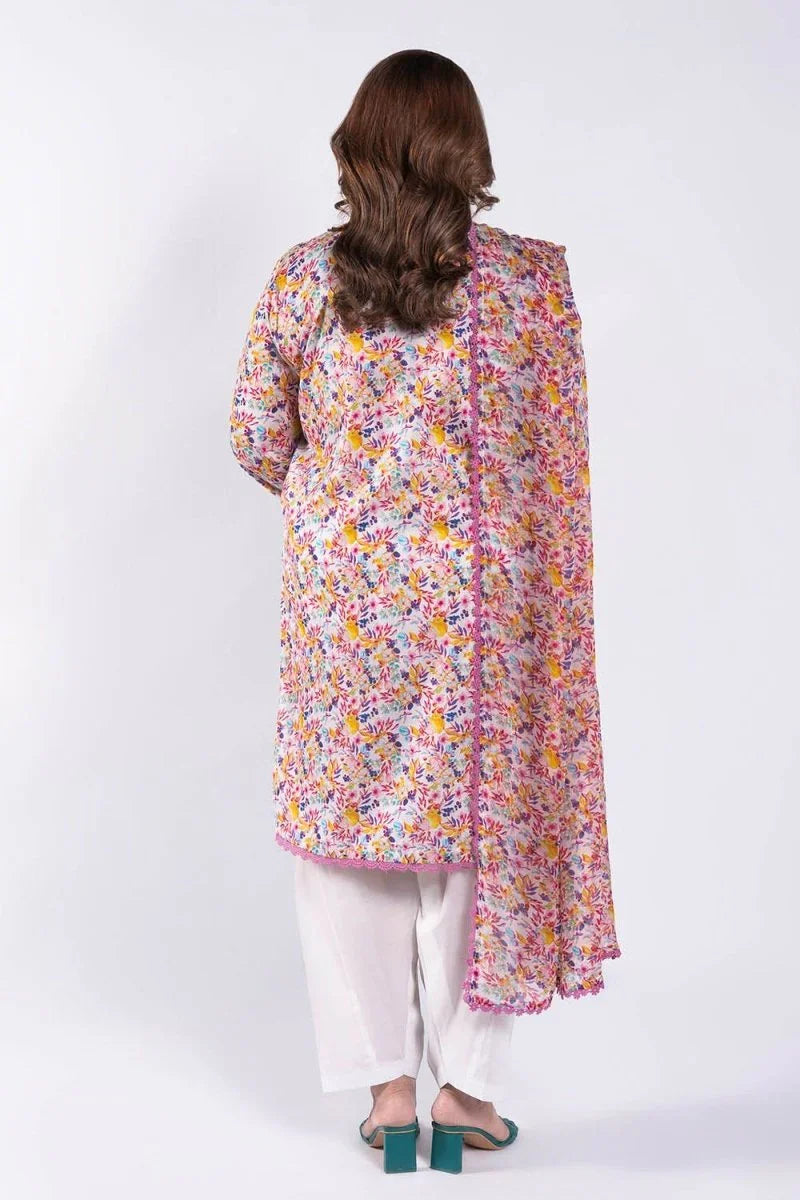Gul Ahmed 3 Piece Unstitched Printed Lawn Suit with Printed Chiffon Dupatta BM-52030