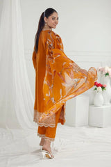 Gul Ahmed 3 Piece Unstitched Embroidered Lawn Suit with Printed Pure Silk Chiffon Dupatta C-52002