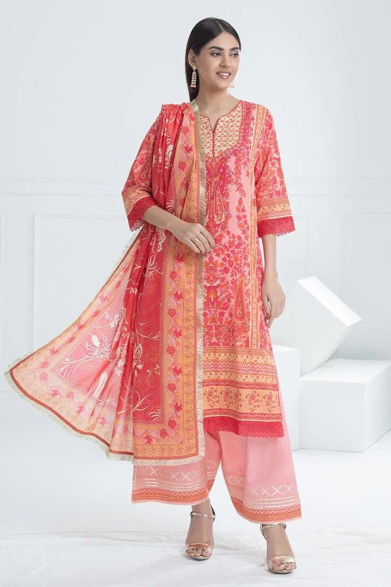 Gul Ahmed 3 Piece Unstitched Printed Lawn Suit CL-52090