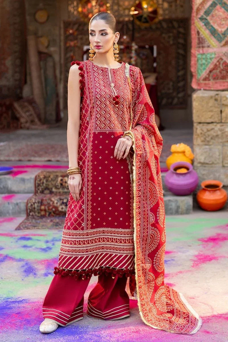 Gul Ahmed 3 Piece Unstitched Lacquer Printed Lawn Suit CL-52138 B