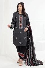 Gul Ahmed 3 Piece Unstitched Embroidered Lacquer Printed Lawn Suit with Lacquer Printed Lawn Dupatta CL-52392