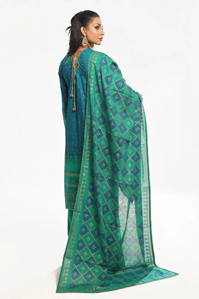 Gul Ahmed 3 Piece Unstitched Gold Printed Lawn Suit CL-52410 A