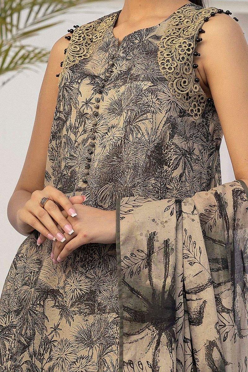 Gul Ahmed 3 Piece Unstitched Embroidered Printed Lawn Suit with Printed Lawn Dupatta CL-52431