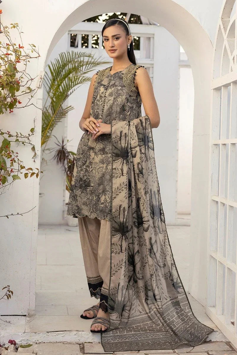 Gul Ahmed 3 Piece Unstitched Embroidered Printed Lawn Suit with Printed Lawn Dupatta CL-52431