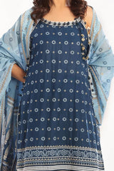 Gul Ahmed 3 Piece Unstitched Zari Embroidered Lawn Suit with Gold Lacquer Printed Lawn Dupatta CL-52444