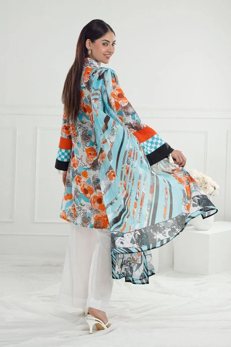 Gul Ahmed 3 Piece Unstitched Printed Lawn Suit with Printed Lawn Dupatta CL-52563