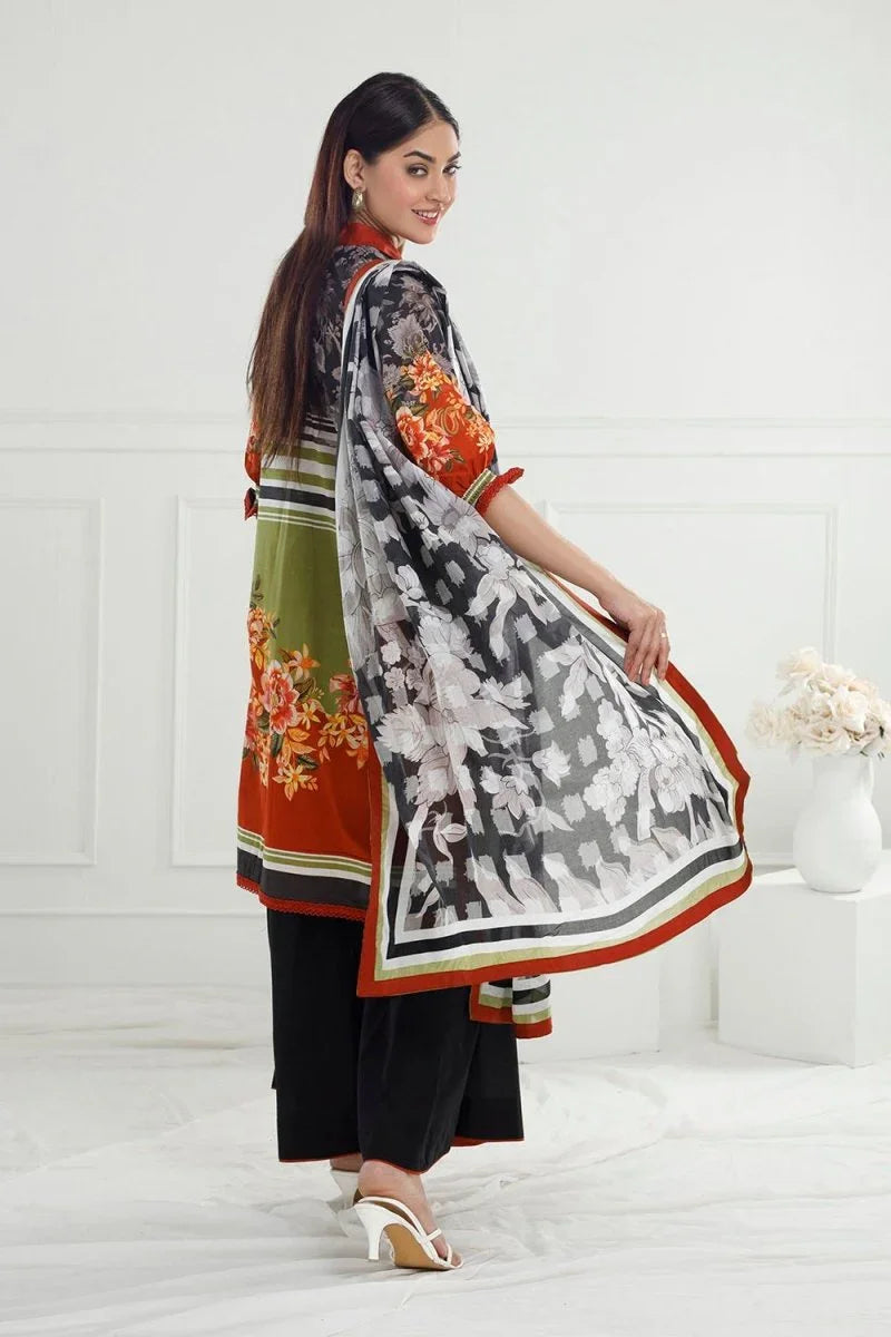 Gul Ahmed 3 Piece Unstitched Printed Lawn Suit with Printed Lawn Dupatta CL-52570
