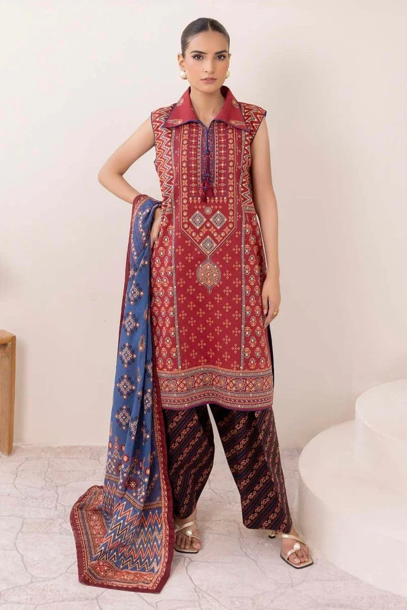 Gul Ahmed 3 Piece Unstitched Gold Printed Lawn Suit CL-52630