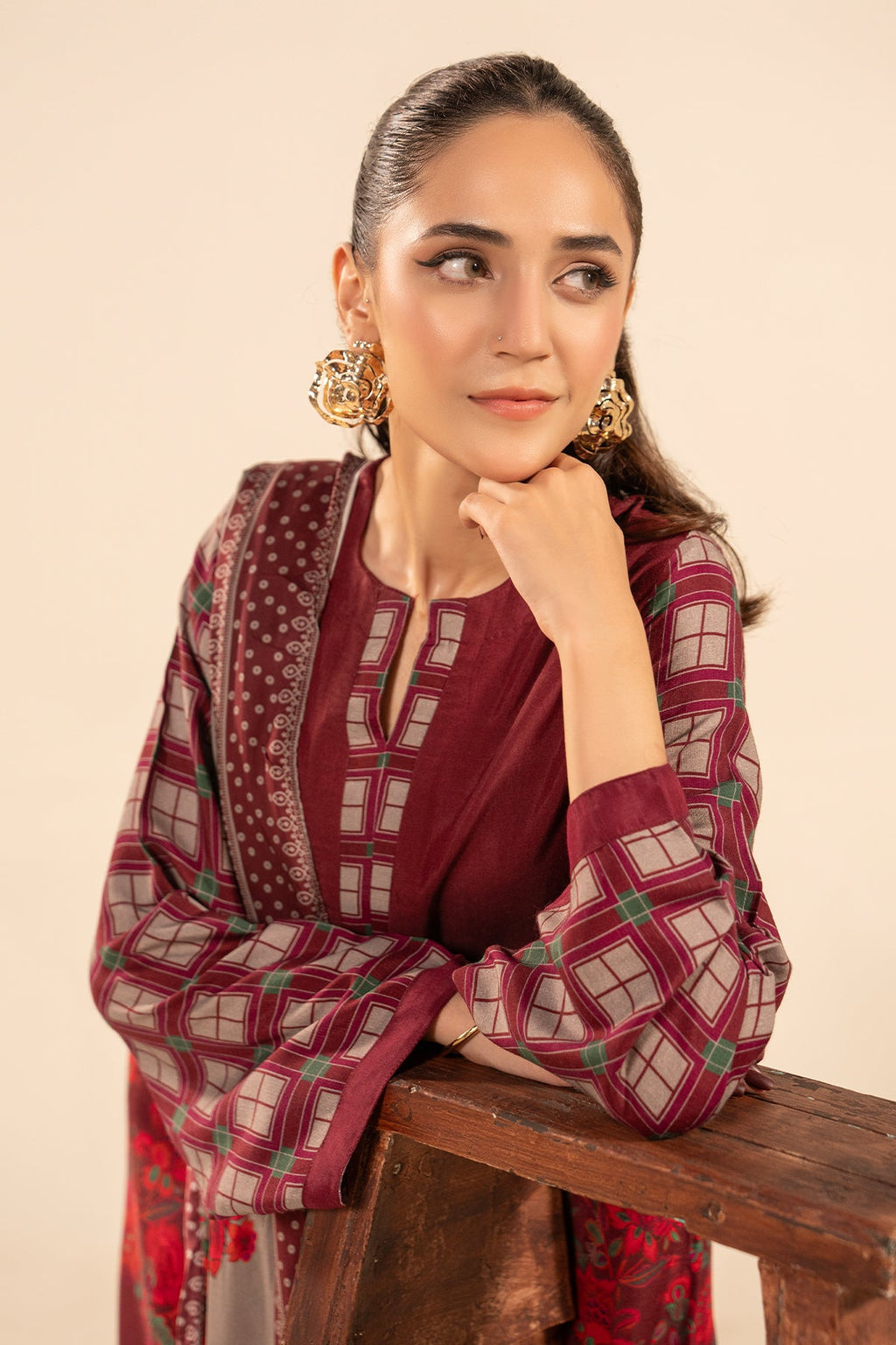 Charizma 3 Pc Stitched Printed Raw-Silk Suit - CPM-5-066