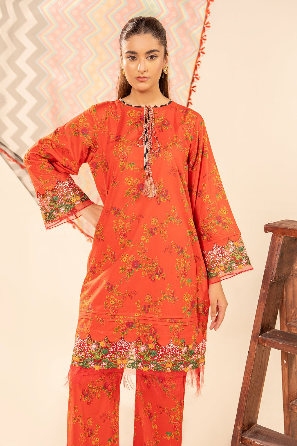 Charizma 3 Pc Stitched Embroidered cotton Suit - CPM-5-090Z