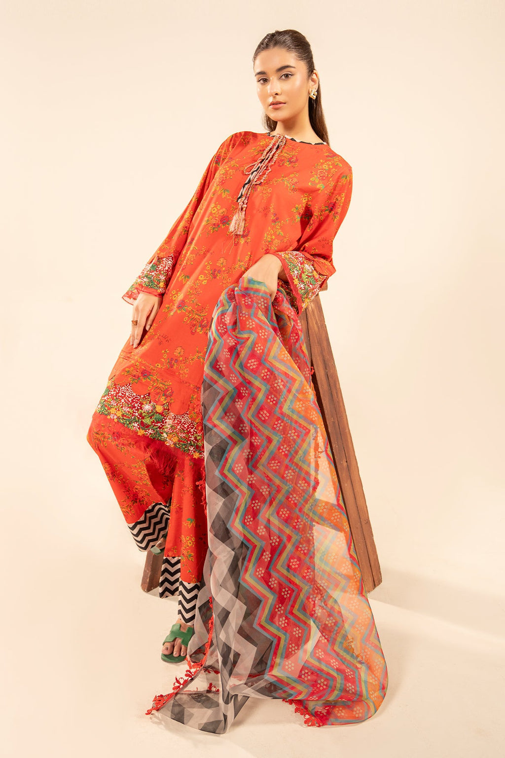 Charizma 3 Pc Stitched Embroidered cotton Suit - CPM-5-090Z