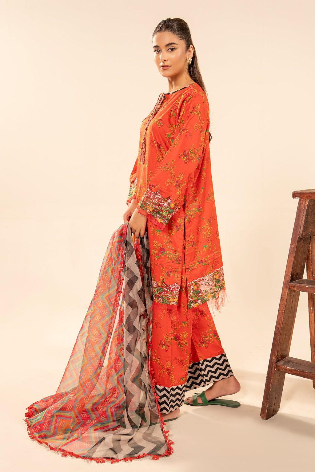 Charizma 3 Pc Stitched Embroidered cotton Suit - CPM-5-090Z