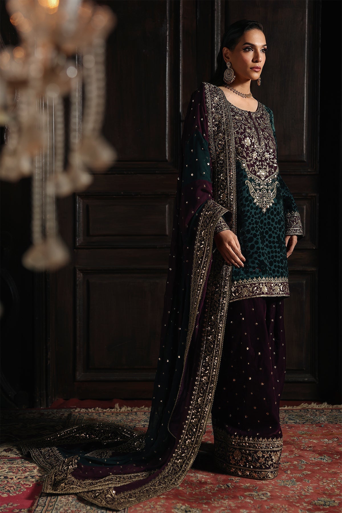 Charizma 3 Pc Unstitched Embroidered Premium Valvet Suit - CVT5-09