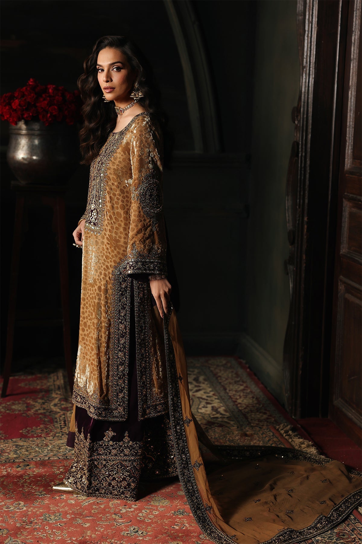 Charizma 3 Pc Unstitched Embroidered Premium Valvet Suit - CVT5-13