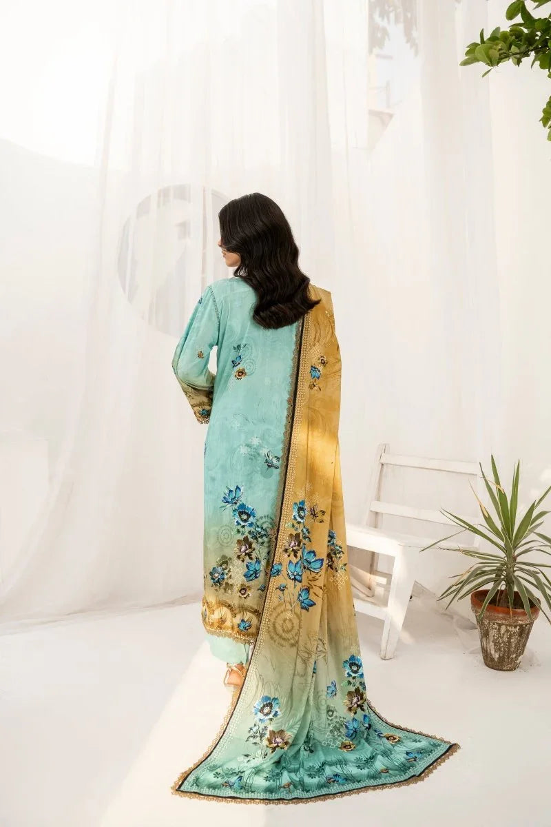FIRDOUS 3 Piece Stitched Printed Linen Suit - D-906