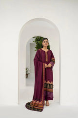 FIRDOUS 3 Piece Stitched Printed Linen Suit - D-909