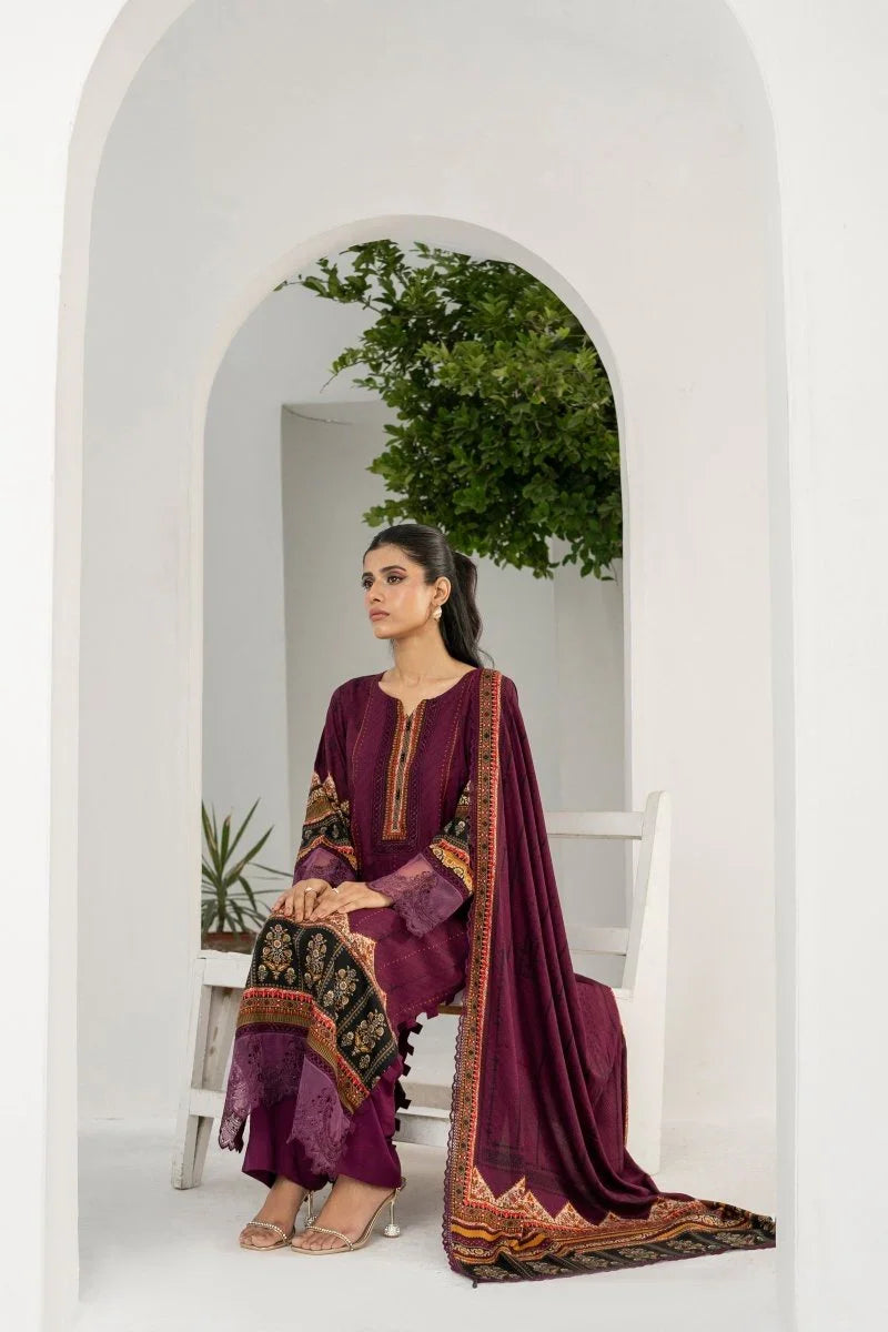 FIRDOUS 3 Piece Stitched Printed Linen Suit - D-909