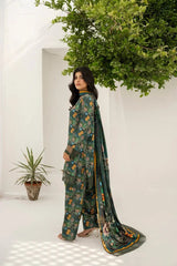FIRDOUS 3 Piece Stitched Printed Linen Suit - D-910