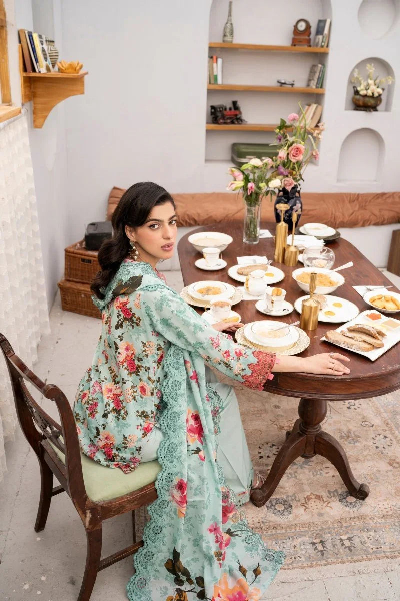 FIRDOUS 3 Piece Stitched Embroidered Printed Lawn Suit - D-772
