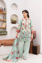 FIRDOUS 3 Piece Stitched Embroidered Printed Lawn Suit - D-772