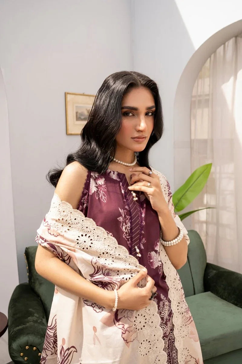 FIRDOUS 3 Piece Stitched Embroidered Printed Lawn Suit - D-780