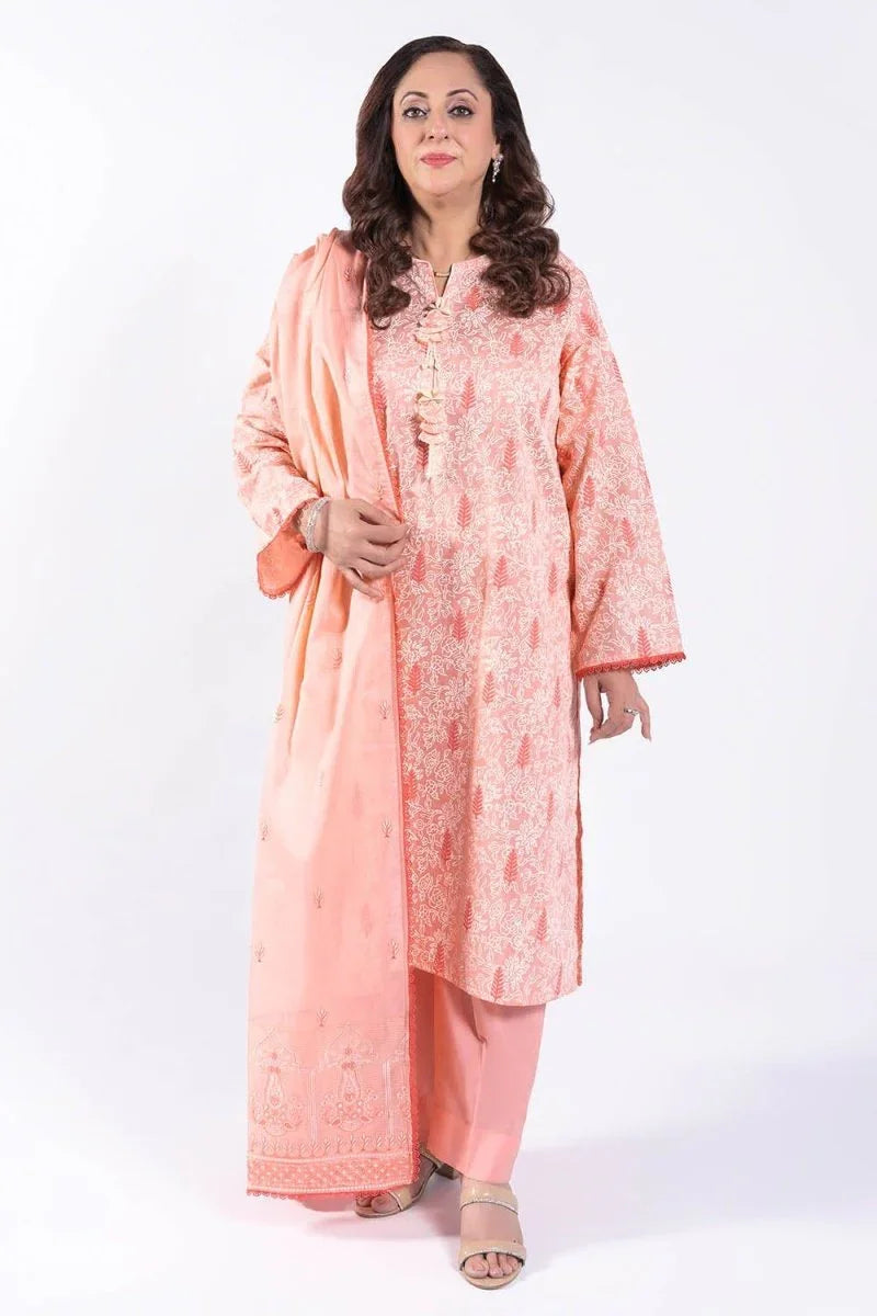 Gul Ahmed 3 Piece Unstitched Lacquer Printed Lawn Suit with Embroidered Denting Lawn Dupatta DN-52002
