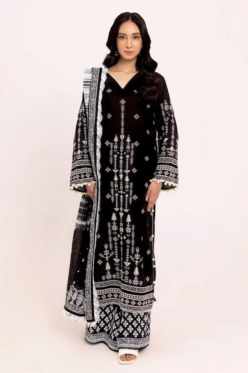Gul Ahmed 3 Piece Unstitched Embroidered Lawn Suit with Lacquer Printed Denting Lawn Dupatta DN-52017