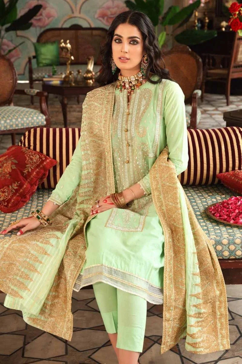 Gul Ahmed 3 PC Unstitched Embroidered Lawn Suit with Yarn Dyed Dupatta FE-12126