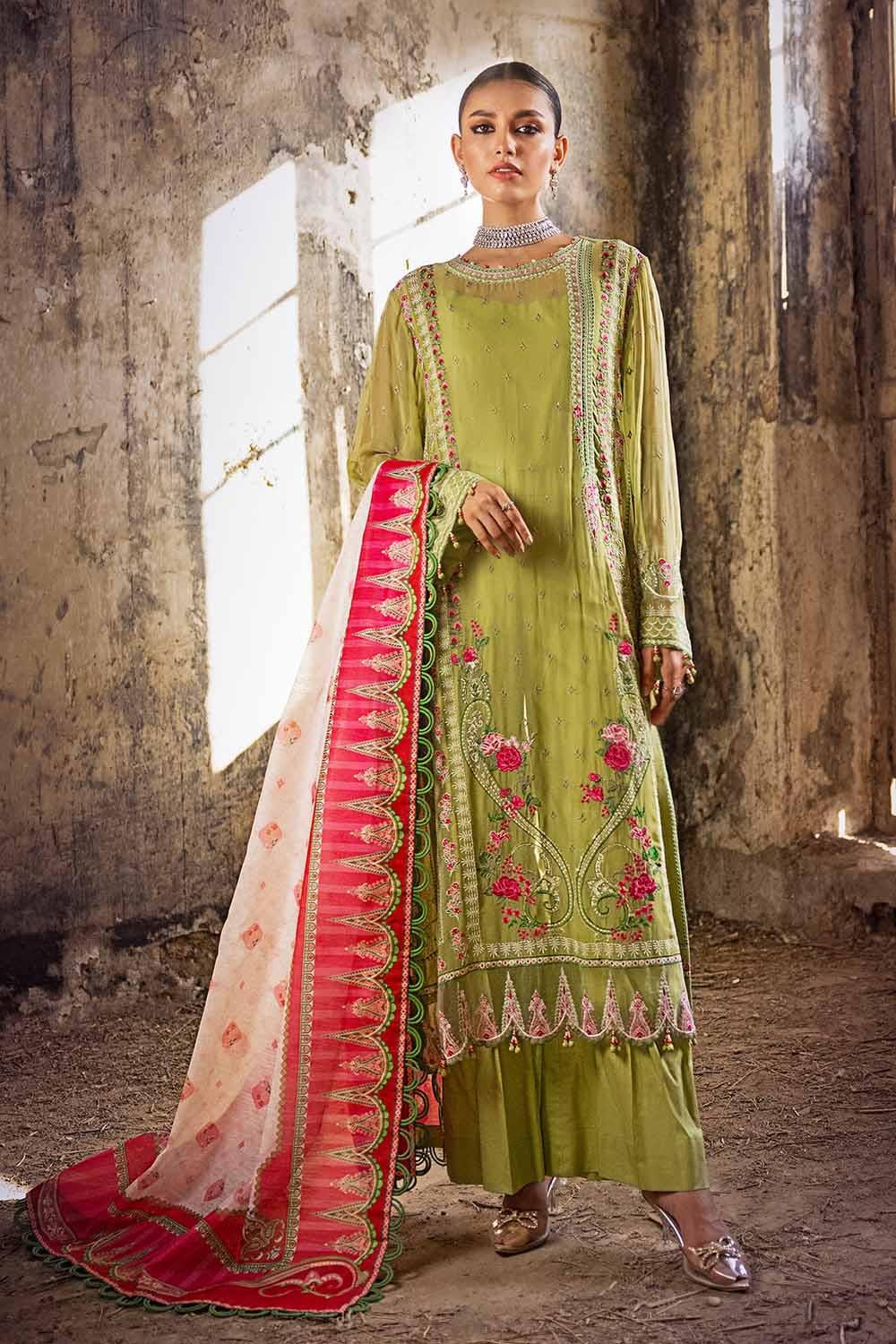 Gul Ahmed 3PC Embroidered Chiffon Unstitched Suit with Digital Printed Paper Cotton Dupatta FE-32032