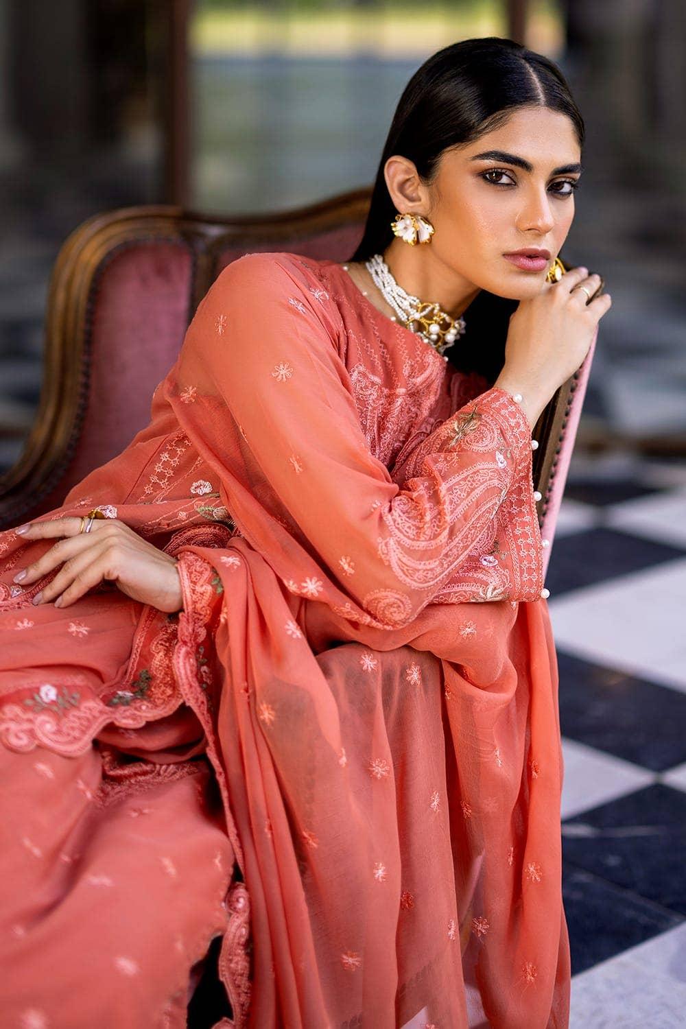 Gul Ahmed 3PC Embroidered Chiffon Unstitched Suit with Embroidered Chiffon Dupatta FE-42016