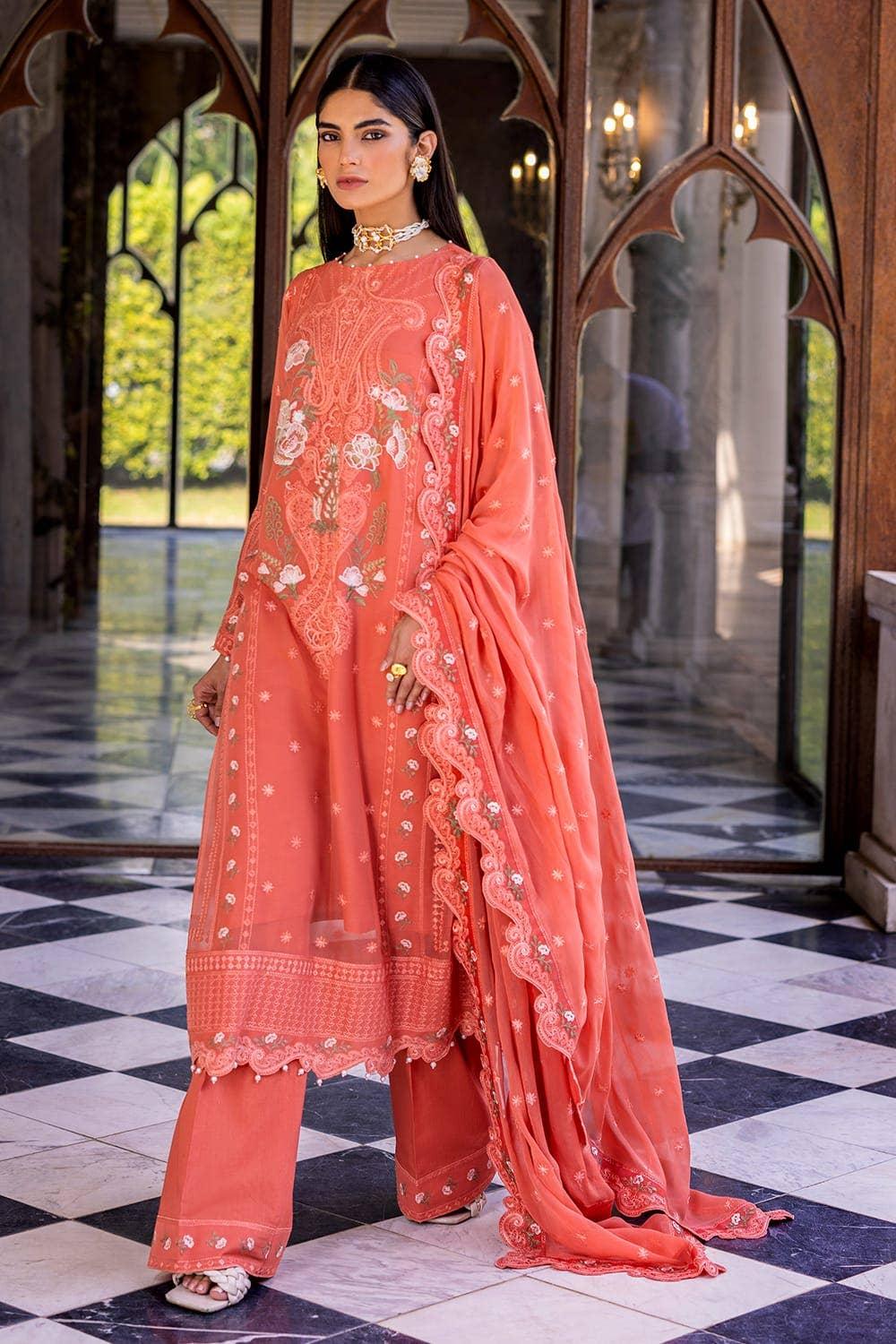 Gul Ahmed 3PC Embroidered Chiffon Unstitched Suit with Embroidered Chiffon Dupatta FE-42016
