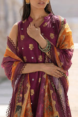 Gul Ahmed 3 Piece Unstitched Embroidered Raw Silk Suit with Paper Cotton Jacquard Dupatta FE-52008