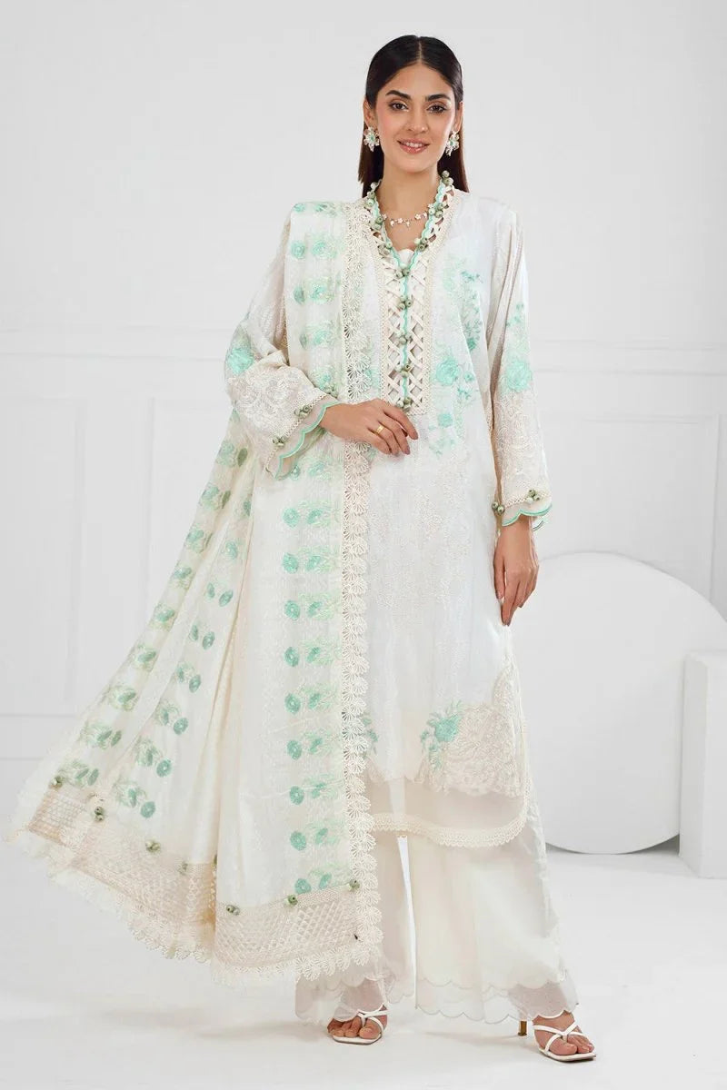 Gul Ahmed 3 Piece Unstitched Embroidered Stripe Suit with Embroidered Stripe Dupatta FE-52014