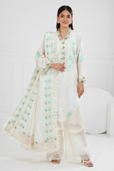 Gul Ahmed 3 Piece Unstitched Embroidered Stripe Suit with Embroidered Stripe Dupatta FE-52014