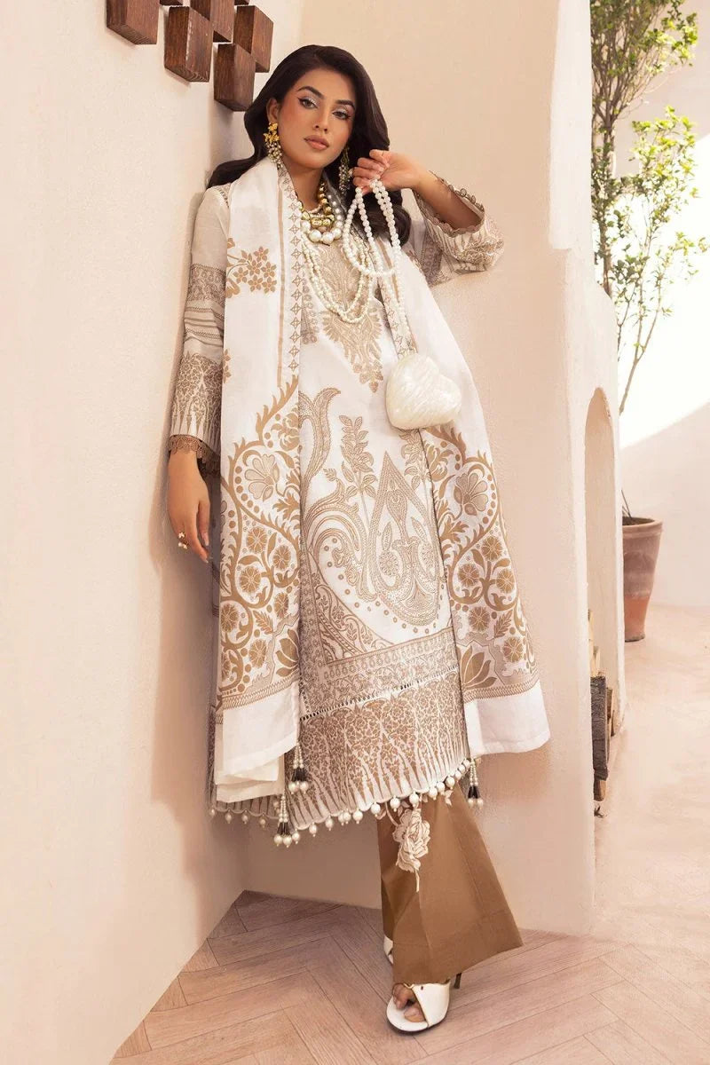 Gul Ahmed 3 Piece Unstitched Embroidered Jacquard Suit with Jacquard Dupatta FE-52090