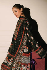 Gul Ahmed 3 Piece Unstitched Gold & Lacquer Printed Raw Silk Suit FE-52091
