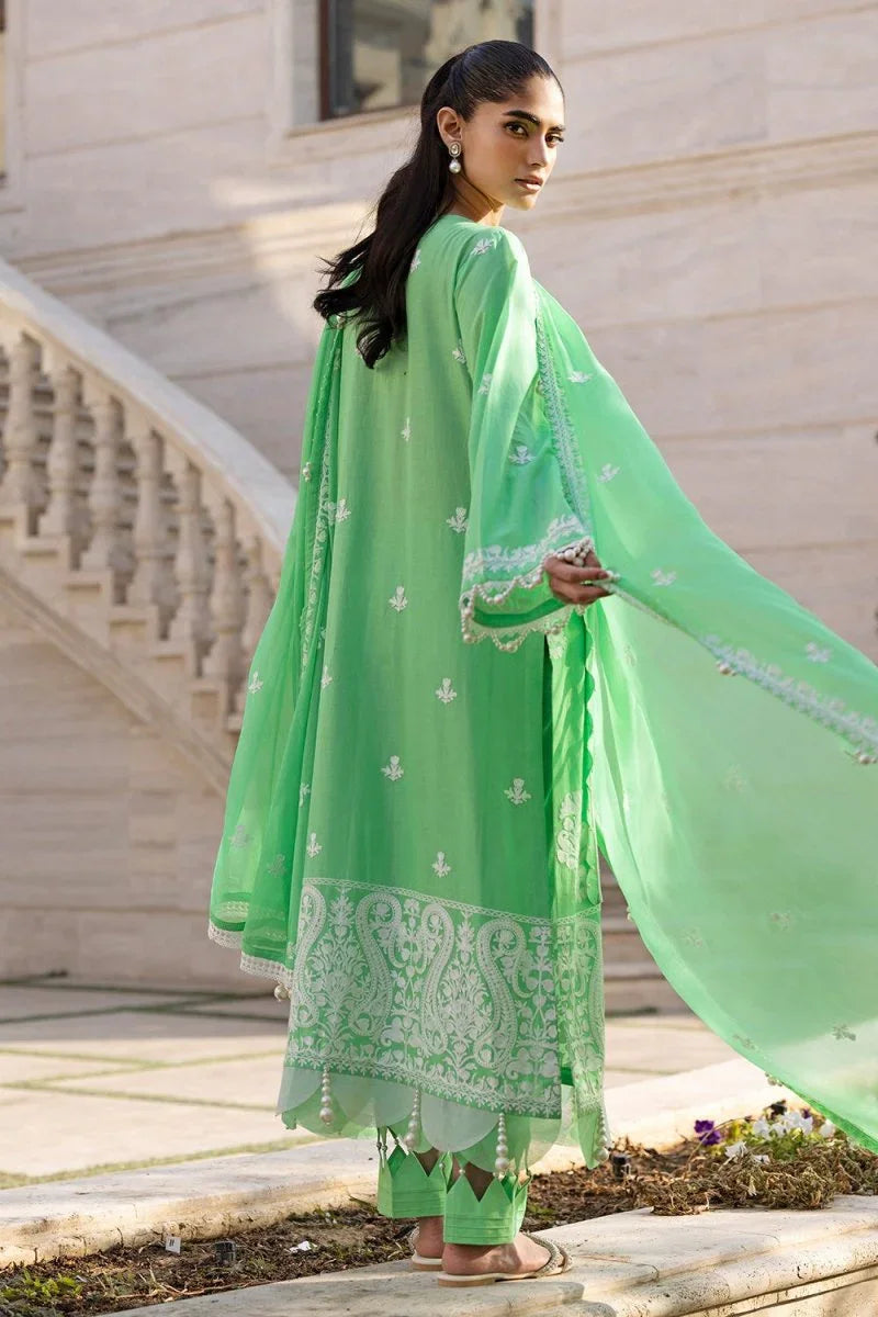 Gul Ahmed 3 Piece Unstitched Embroidered Lawn Suit with Embroidered Chiffon Dupatta FE-52101