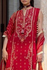 Gul Ahmed 3 Piece Unstitched Embroidered Raw Silk Suit with Jacquard Dupatta FE-52124