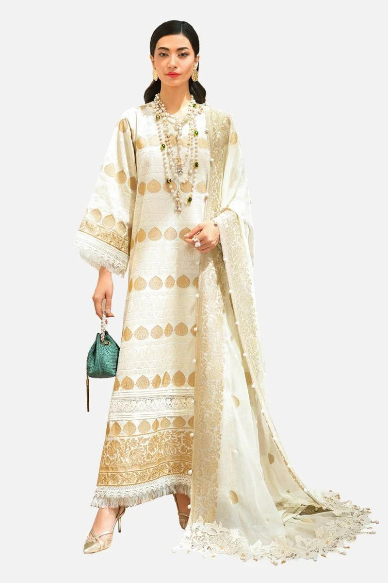 Gul Ahmed 3 Piece Unstitched Embroidered Lawn Suit with Embroidered Chiffon Dupatta FE-52128
