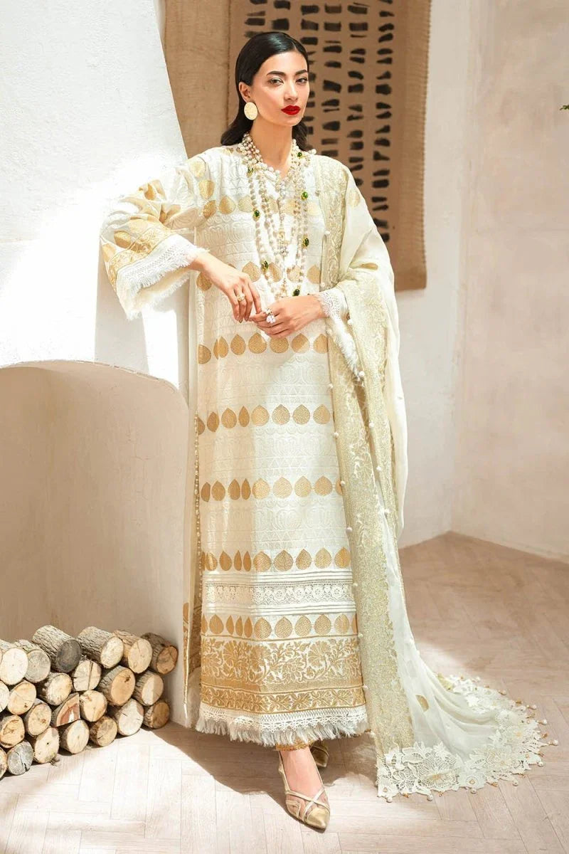 Gul Ahmed 3 Piece Unstitched Embroidered Lawn Suit with Embroidered Chiffon Dupatta FE-52128