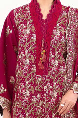 Gul Ahmed 3 Piece Unstitched Embroidered Lawn Suit with Embroidered Chiffon Dupatta FE-52129