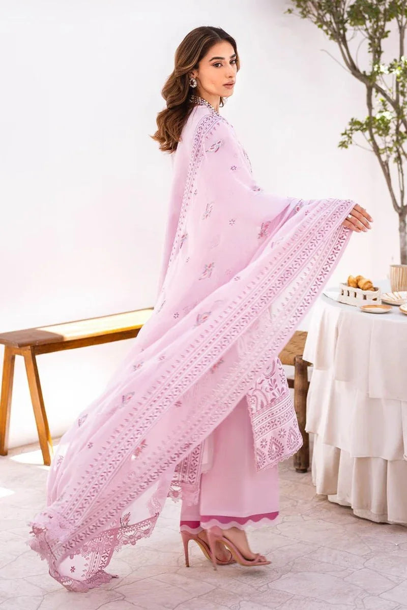 Gul Ahmed 3 Piece Unstitched Embroidered Lawn Suit with Embroidered Chiffon Dupatta FE-52136
