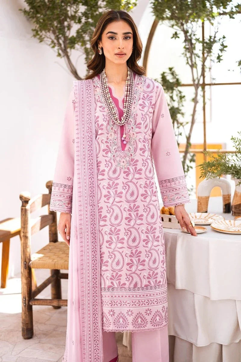 Gul Ahmed 3 Piece Unstitched Embroidered Lawn Suit with Embroidered Chiffon Dupatta FE-52136