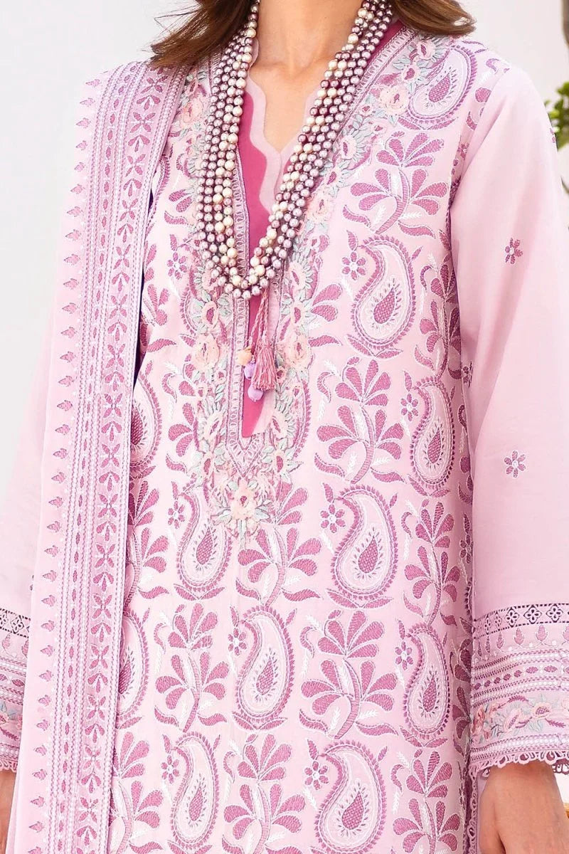 Gul Ahmed 3 Piece Unstitched Embroidered Lawn Suit with Embroidered Chiffon Dupatta FE-52136