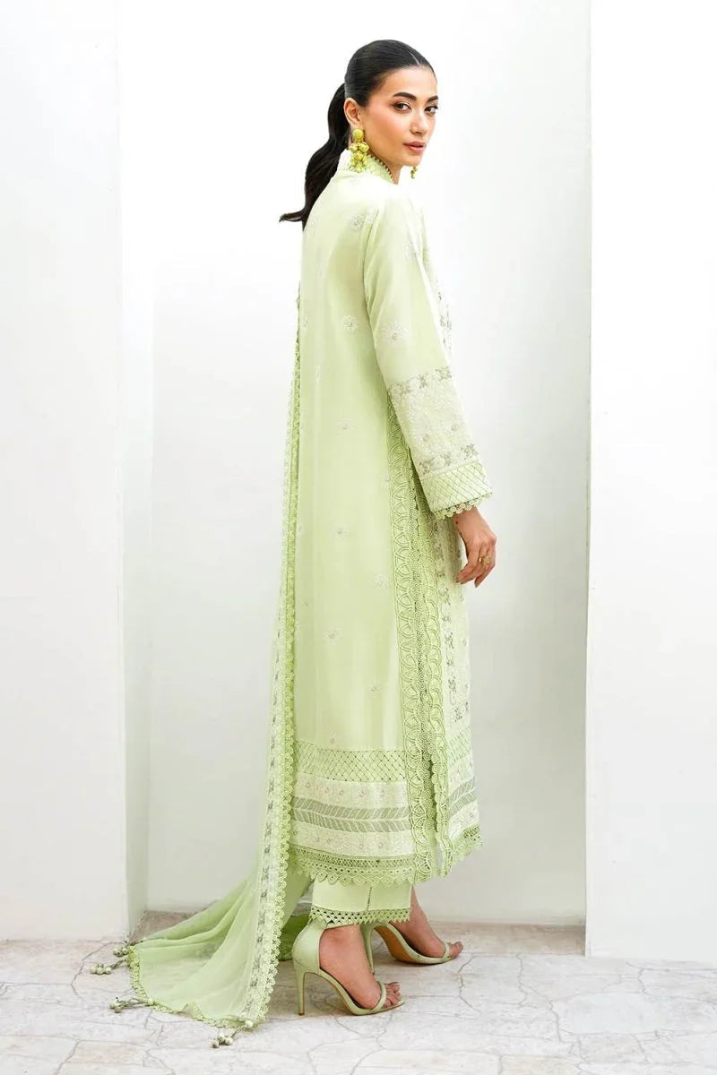 Gul Ahmed 3 Piece Unstitched Embroidered Lawn Suit with Embroidered Chiffon Dupatta FE-52137