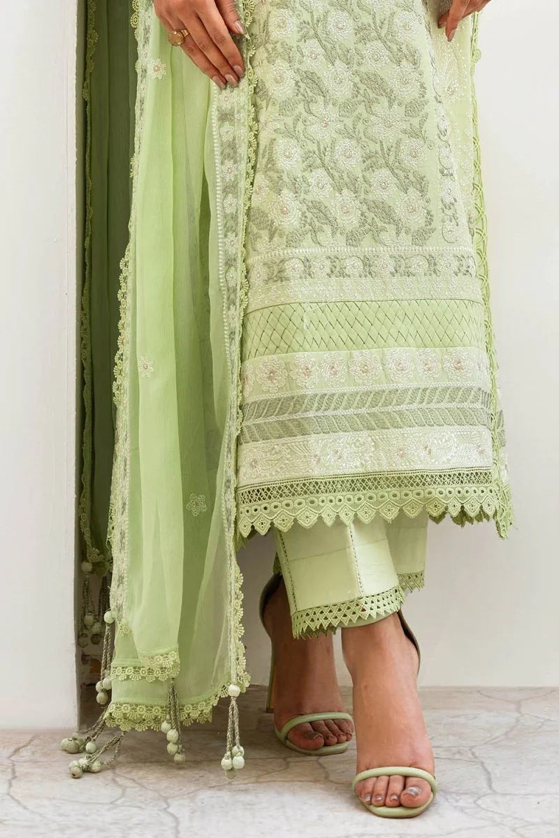 Gul Ahmed 3 Piece Unstitched Embroidered Lawn Suit with Embroidered Chiffon Dupatta FE-52137