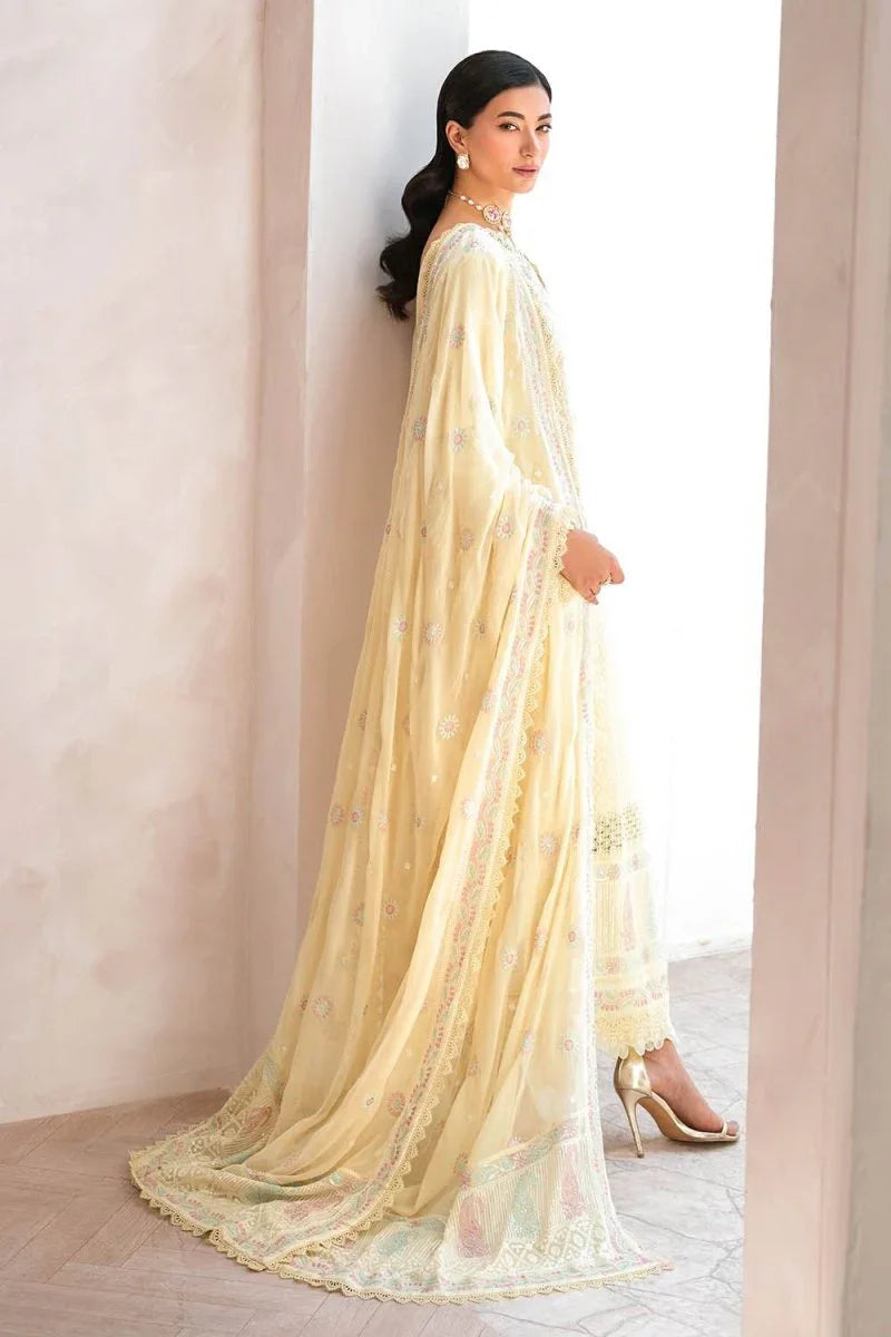 Gul Ahmed 3 Piece Unstitched Embroidered Lawn Suit with Embroidered Chiffon Dupatta FE-52140
