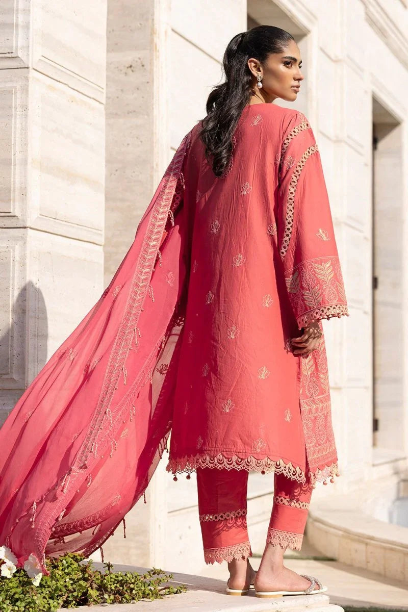 Gul Ahmed 3 Piece Unstitched Embroidered Lawn Suit with Embroidered Chiffon Dupatta FE-52148