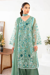 Gul Ahmed 3 Piece Unstitched Embroidered Organza Suit with Embroidered Chiffon Dupatta FE-52157