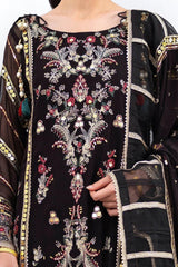 Gul Ahmed 3 Piece Unstitched Embroidered Chiffon Suit with Embroidered Chiffon Dupatta FE-52167